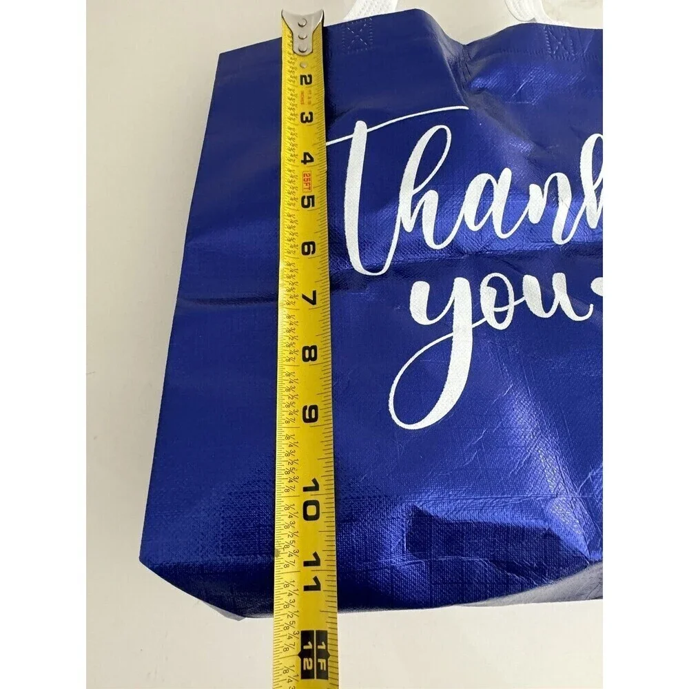 50pack Thank You Gift Bags with Handles Bulk Thank You Royal Blue, 10 x 8 x 4 In